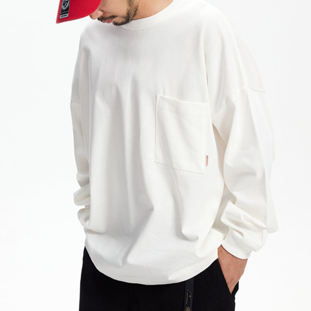 胸ポケット付きオーバークルーネックTシャツ A18362