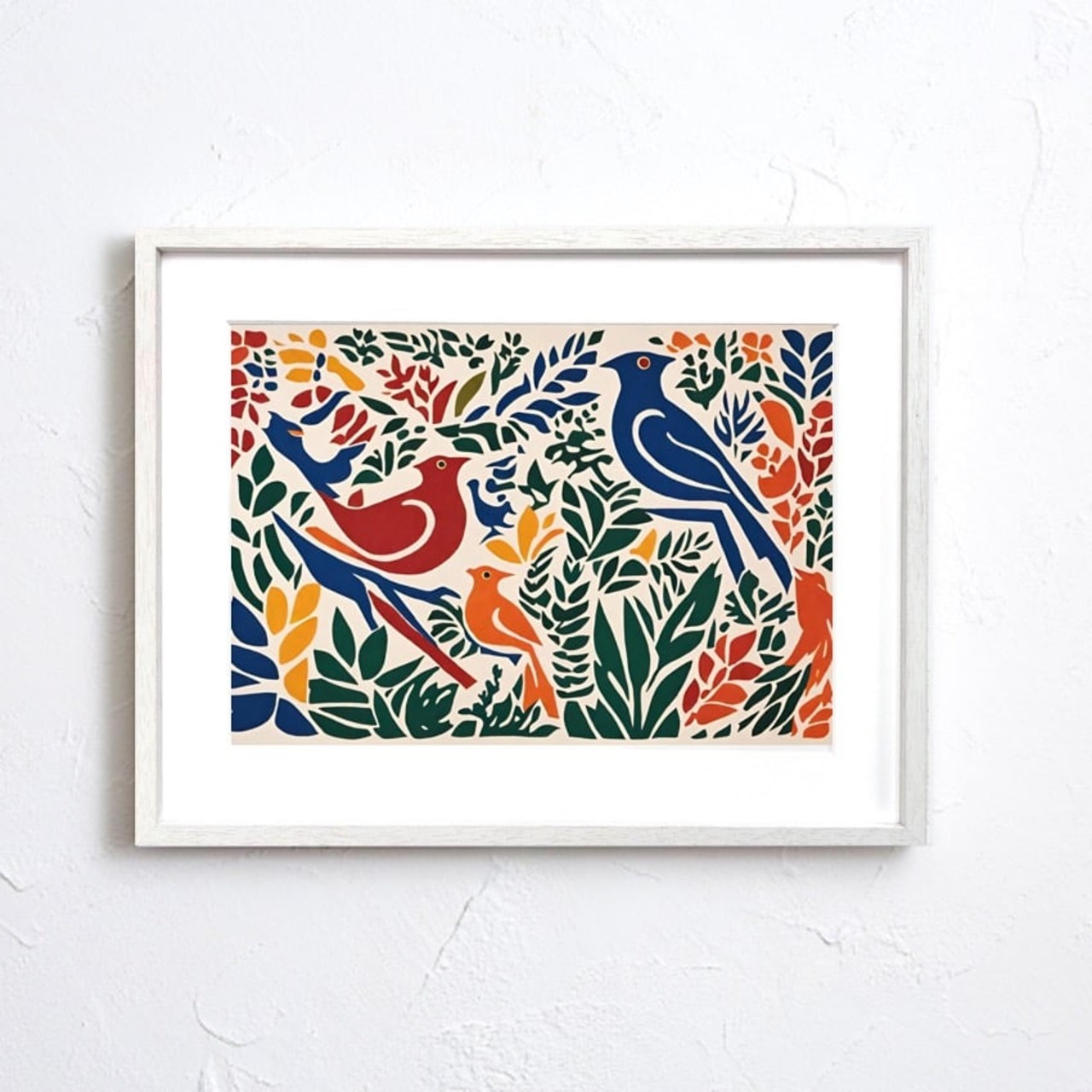 paradise｜切り絵風ボタニカル×カラフルな鳥の北欧アートポスター｜お部屋を優しく明るく彩るデザイン｜ A2ポスター