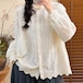 3色/ピンタックフラワー刺繍ブラウス ・12482