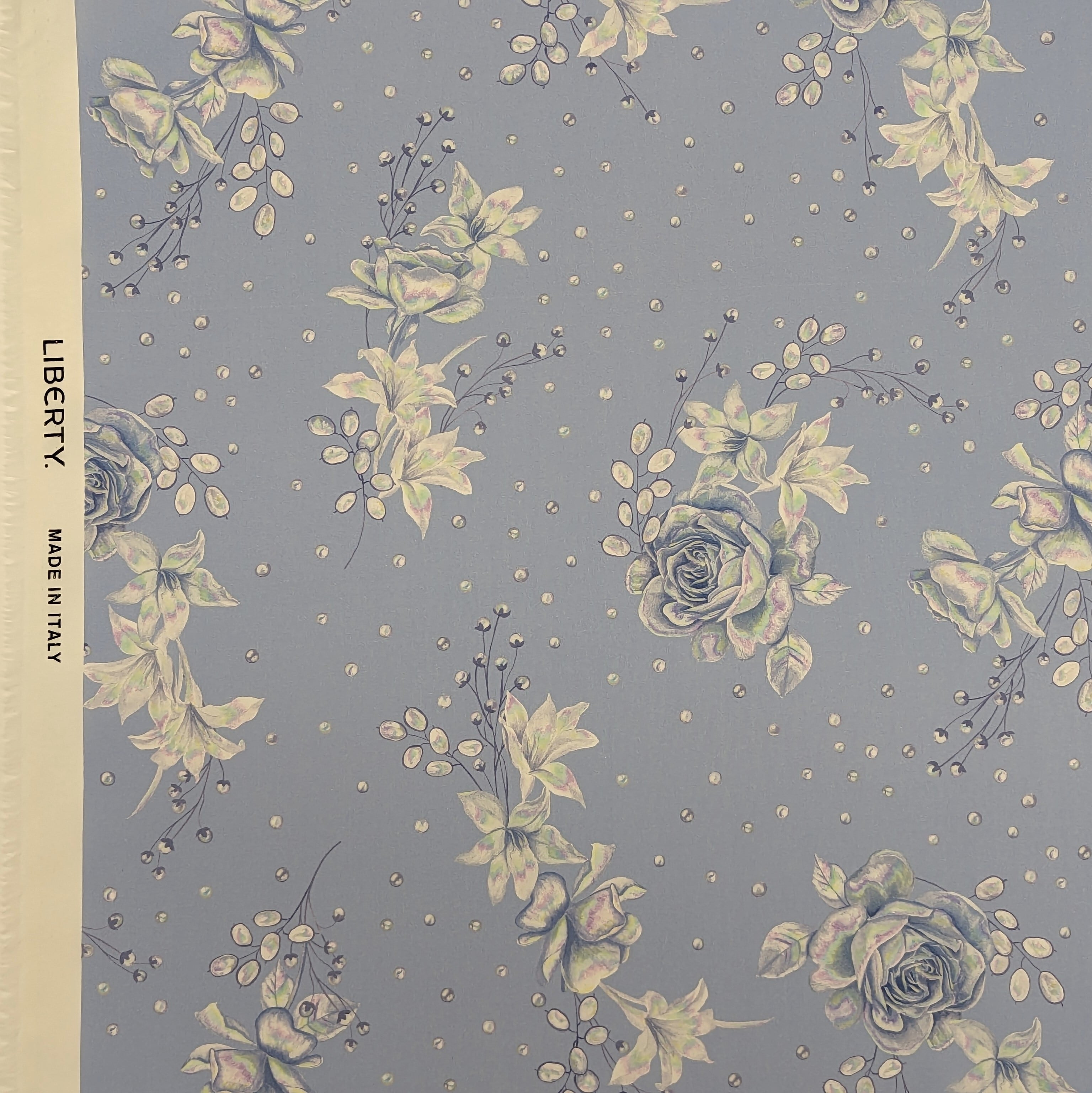 ◆輸入 リバティ LIBERTY タナローン Midnight Rose Mini Light Blue ミッドナイト ローズ ミニ ライトブルー 約130×50cm