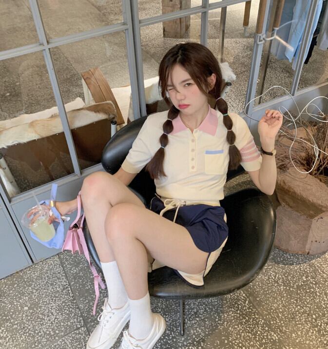 スタイルサマーカラーセーター ハイウェストウェストショーツ 夏物 ブルマー モンロー68298029723