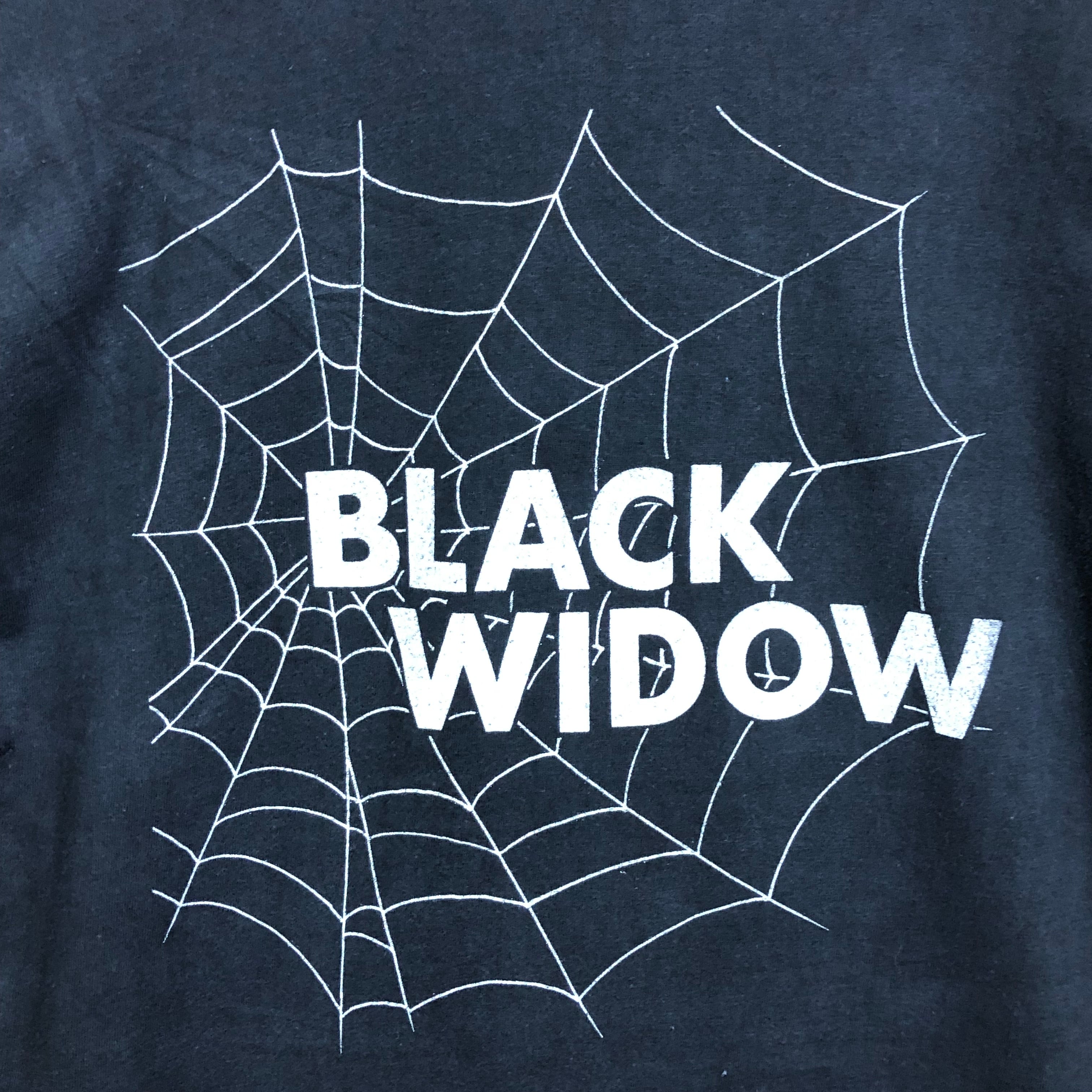 USA製 70s BLACK WINDOW 蜘蛛の巣 デザイン 両面プリント T-sh Tシャツ  