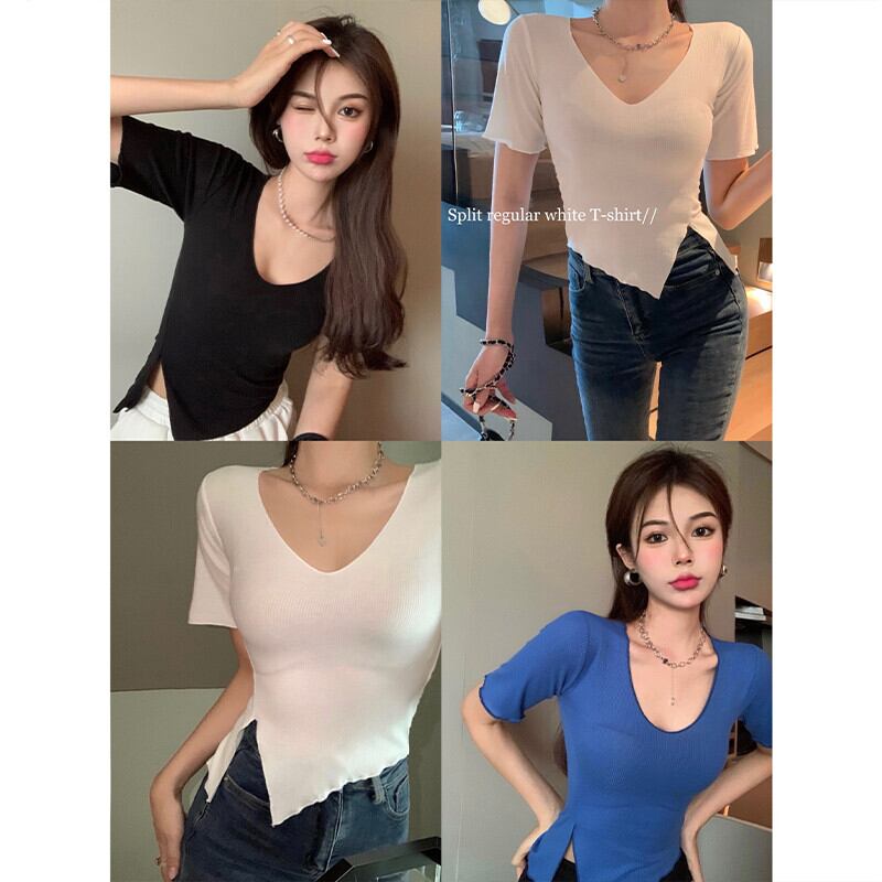 Tシャツ サマーソリッド カラートップス 夏物 ソリッドカラー ガールズファッション97705443480