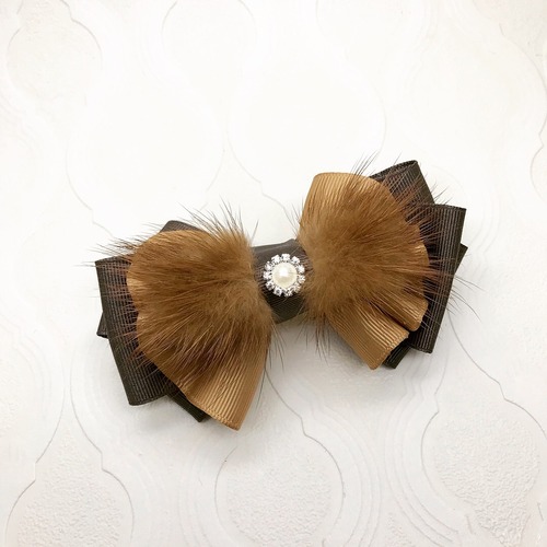 ミンクファーの冬リボン