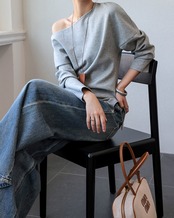 Loose shoulder long sleeve Shirt T20090