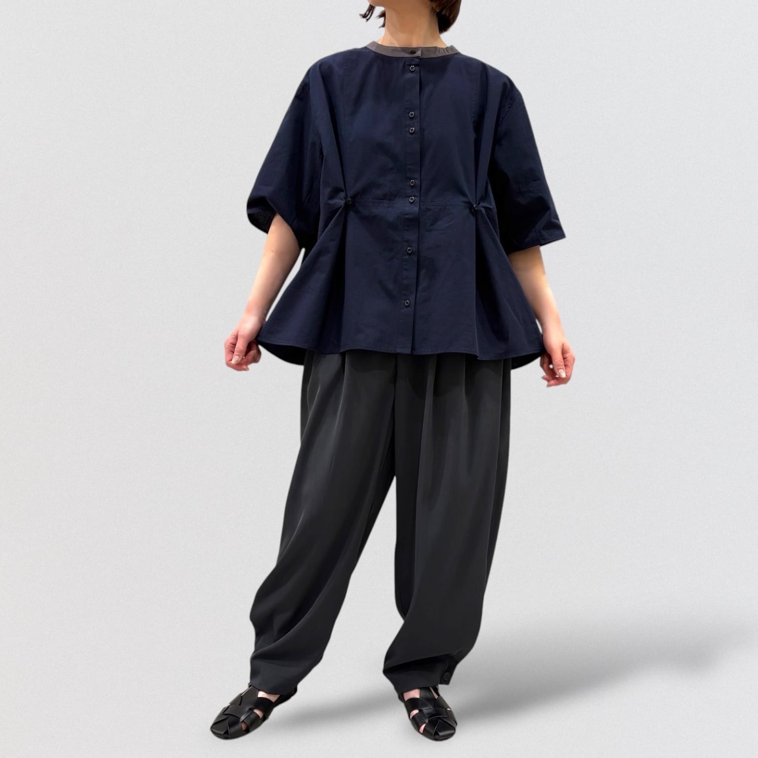 mizuiro ind tuck hem cocoon pants | CoCo Cuore