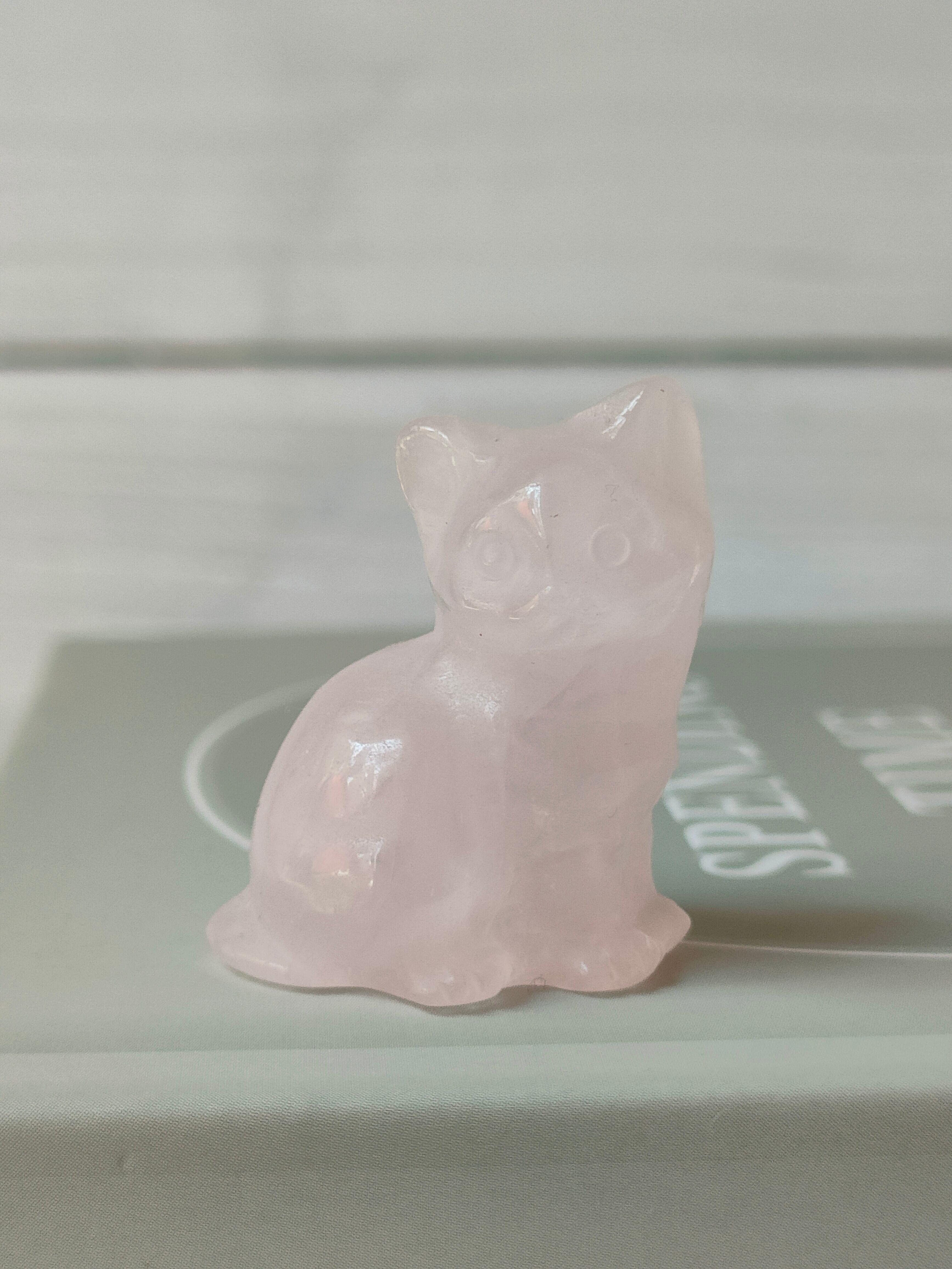 ネコ ローズクォーツ&クリアクォーツ