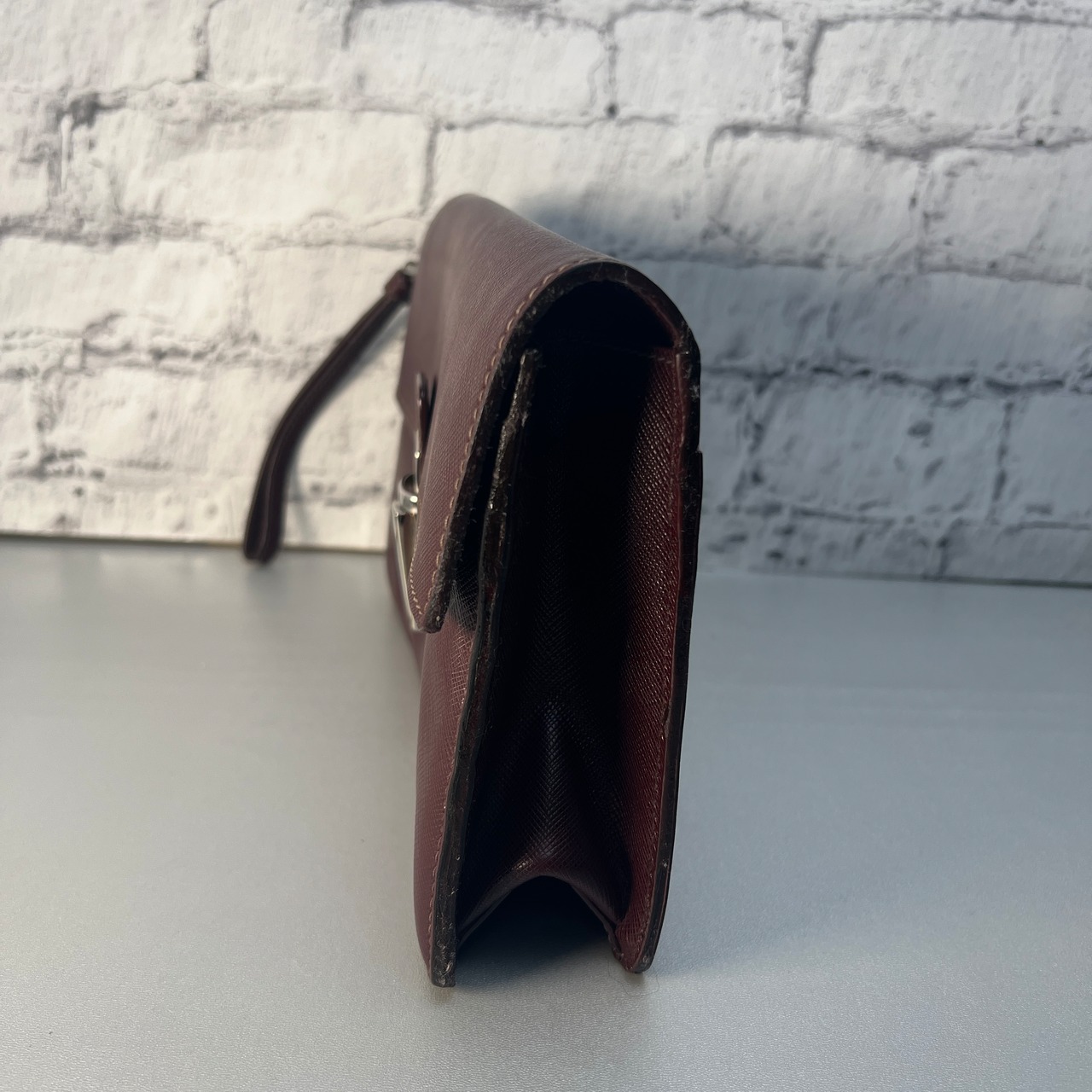 【最終処分SALE】PRADA プラダ  レザー クラッチバッグ ブラウン A-10845