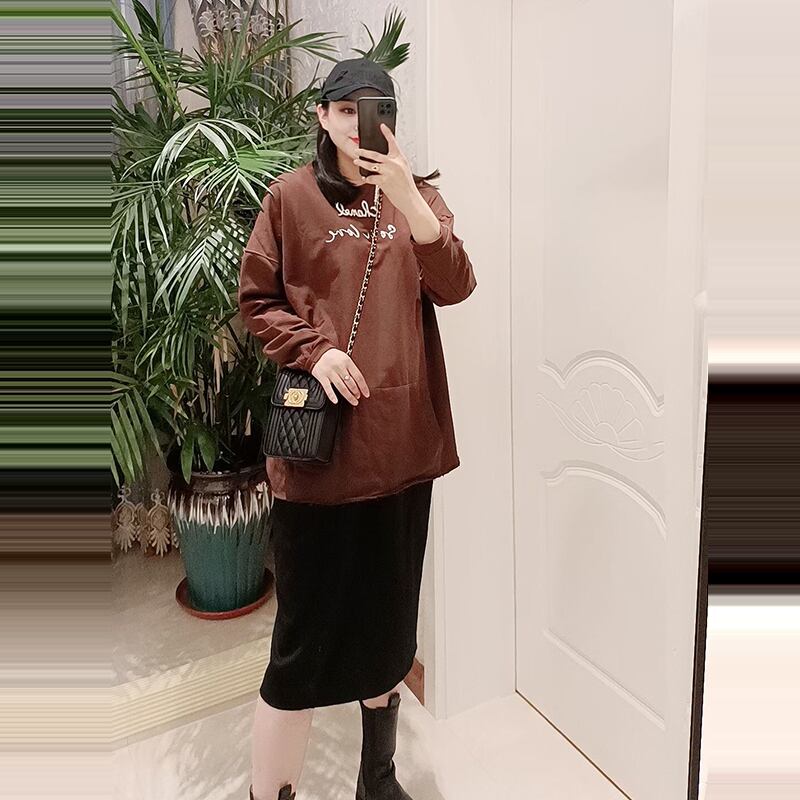 プラスサイズの女性の秋の服2020新しい年齢を減らす手紙Tシャツ脂肪mm薄いルーズトップ長袖野生の潮 ミックスインファッション90697525808