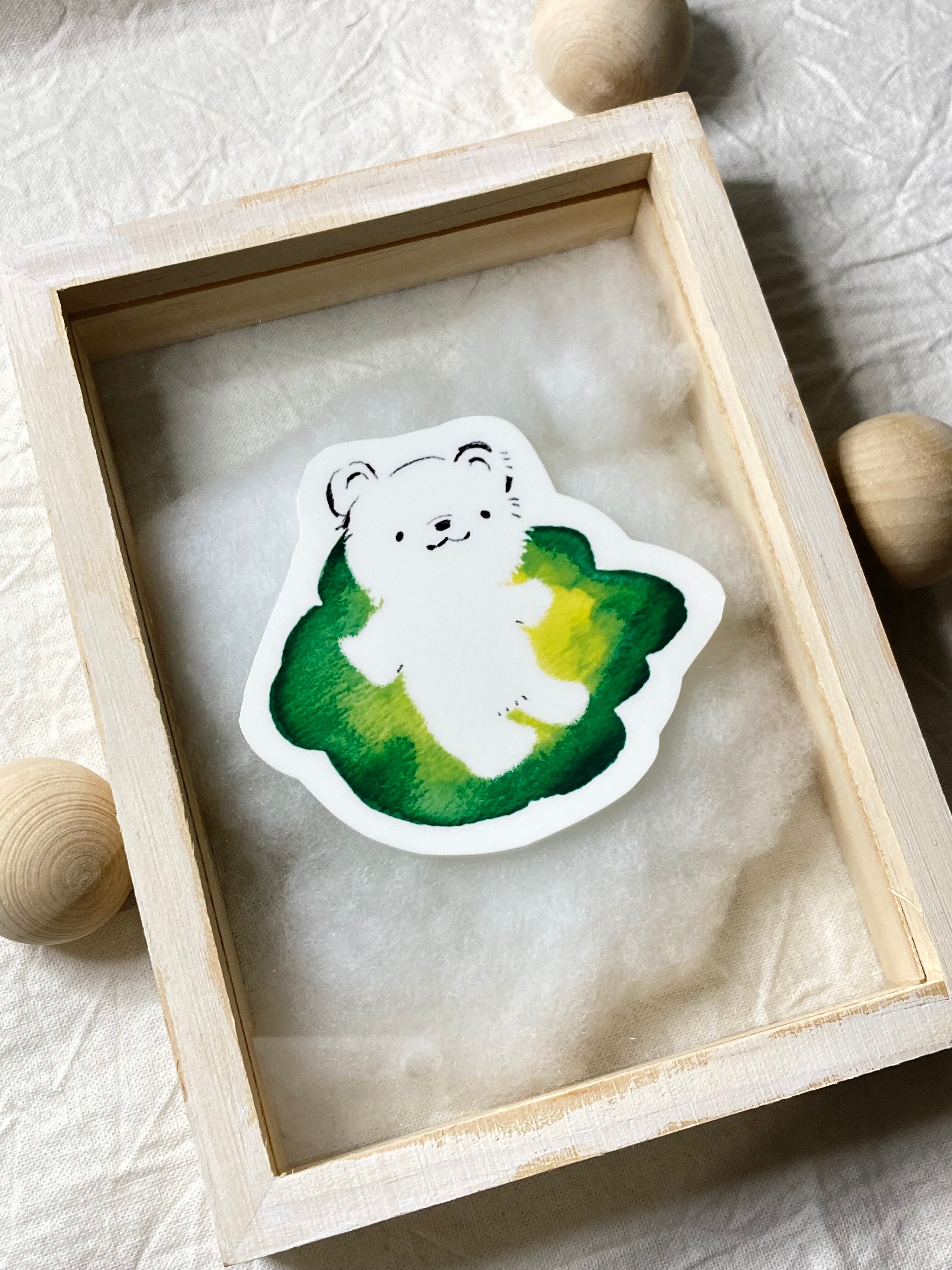 白くまステッカー◎葉っぱ舟