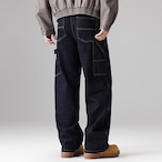 Color Block Wide Straight Denim Pants ◇H0971