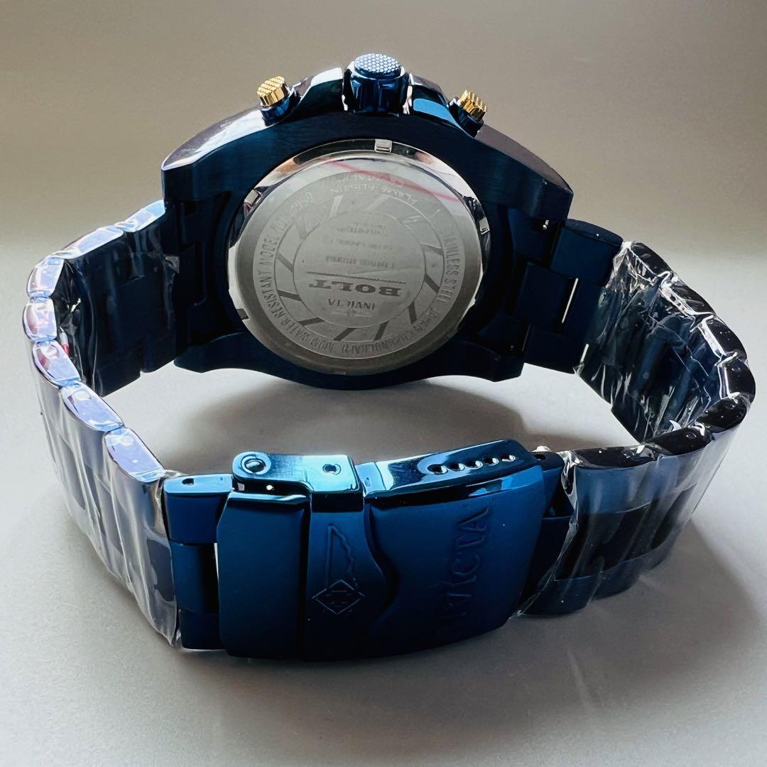INVICTA インビクタ ボルト 腕時計 メンズ ブルー 新品 クォーツ 電池式 クロノグラフ 青 ブランド 専用ケース付属 重量感 海外品 52mm