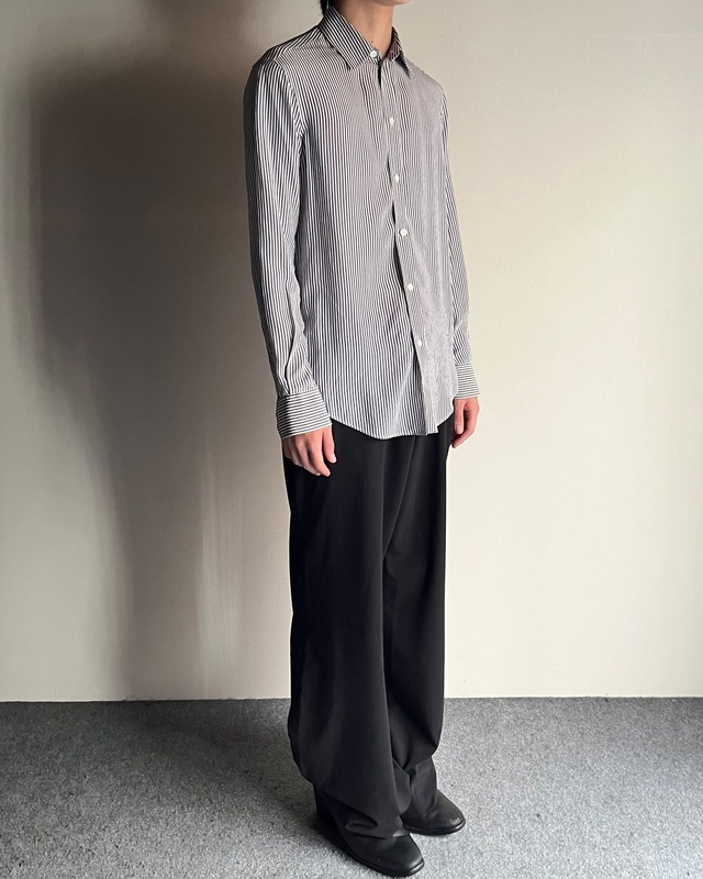 【CELINE】basic stripe compact silk shirt