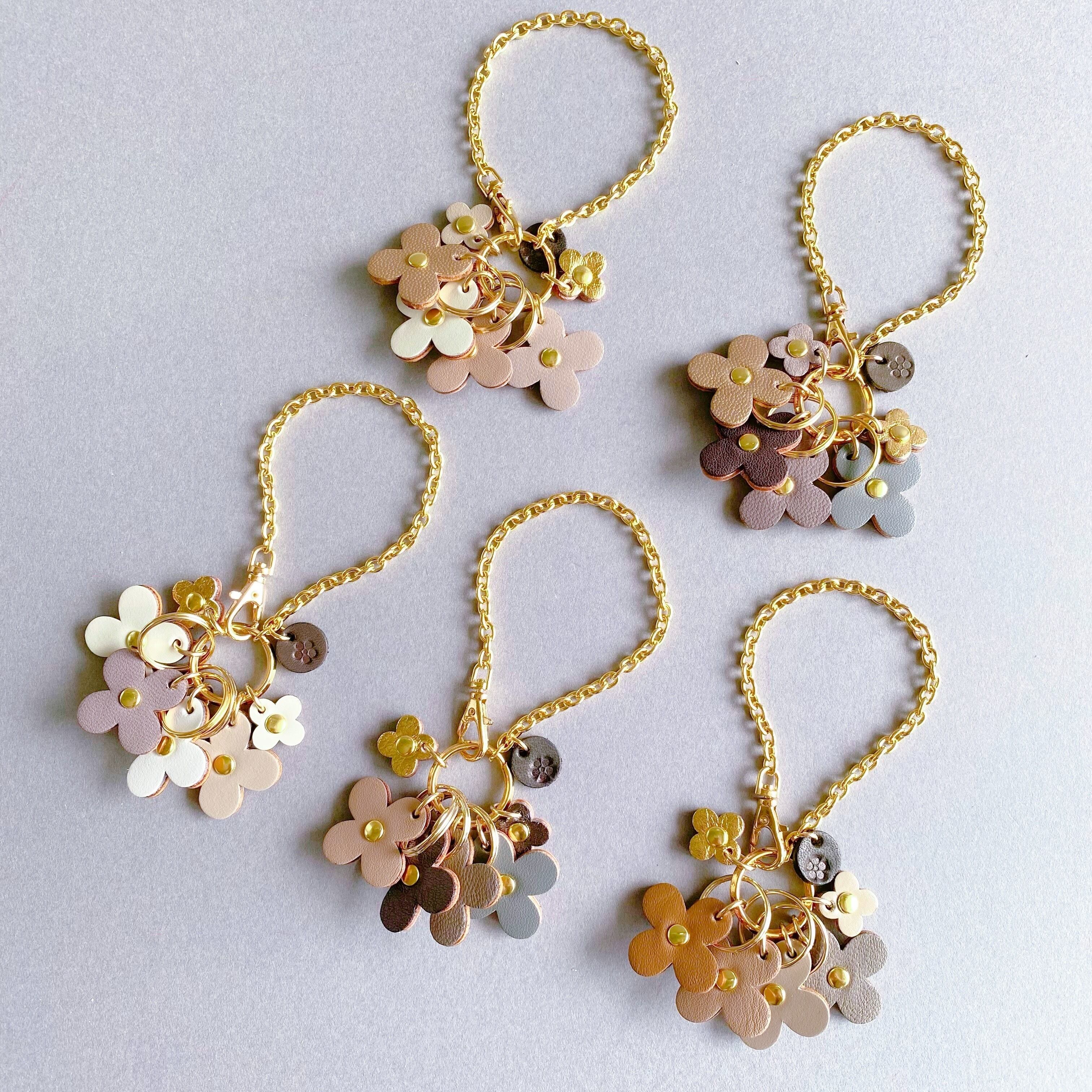 カランコエ花のキーホルダー(花色ピンクカラー) | Allamanda-leather