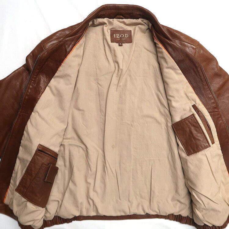 古着 アイゾッド IZOD 本革 レザー ジャケット ブルゾン ブラウン 表記
