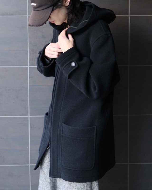 Zip-up hoodie mid-length coat