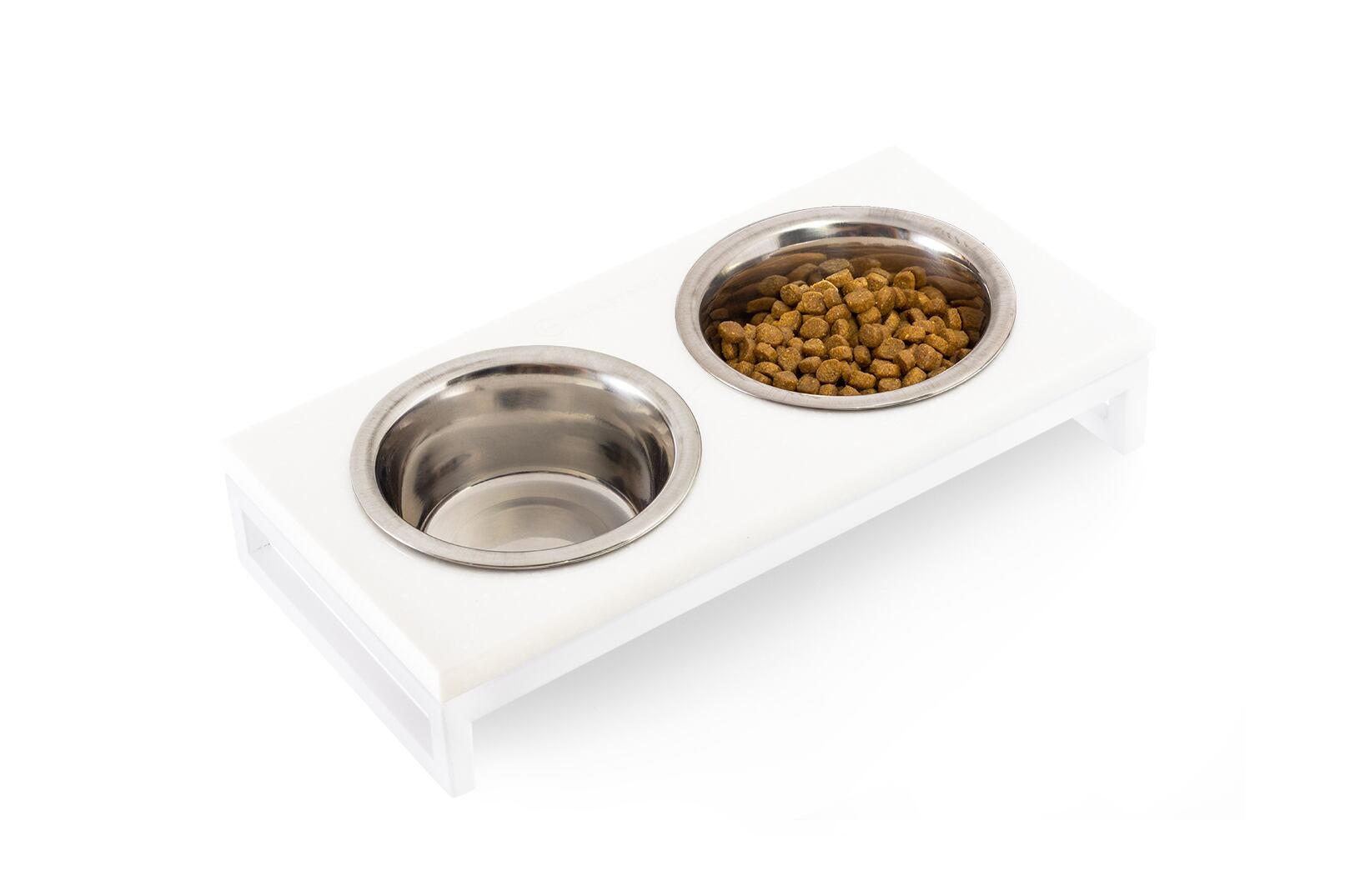 【フードボウルスタンド-ボウル2個付き】 Lunch Bar Stone + フレームホワイト - XSサイズ