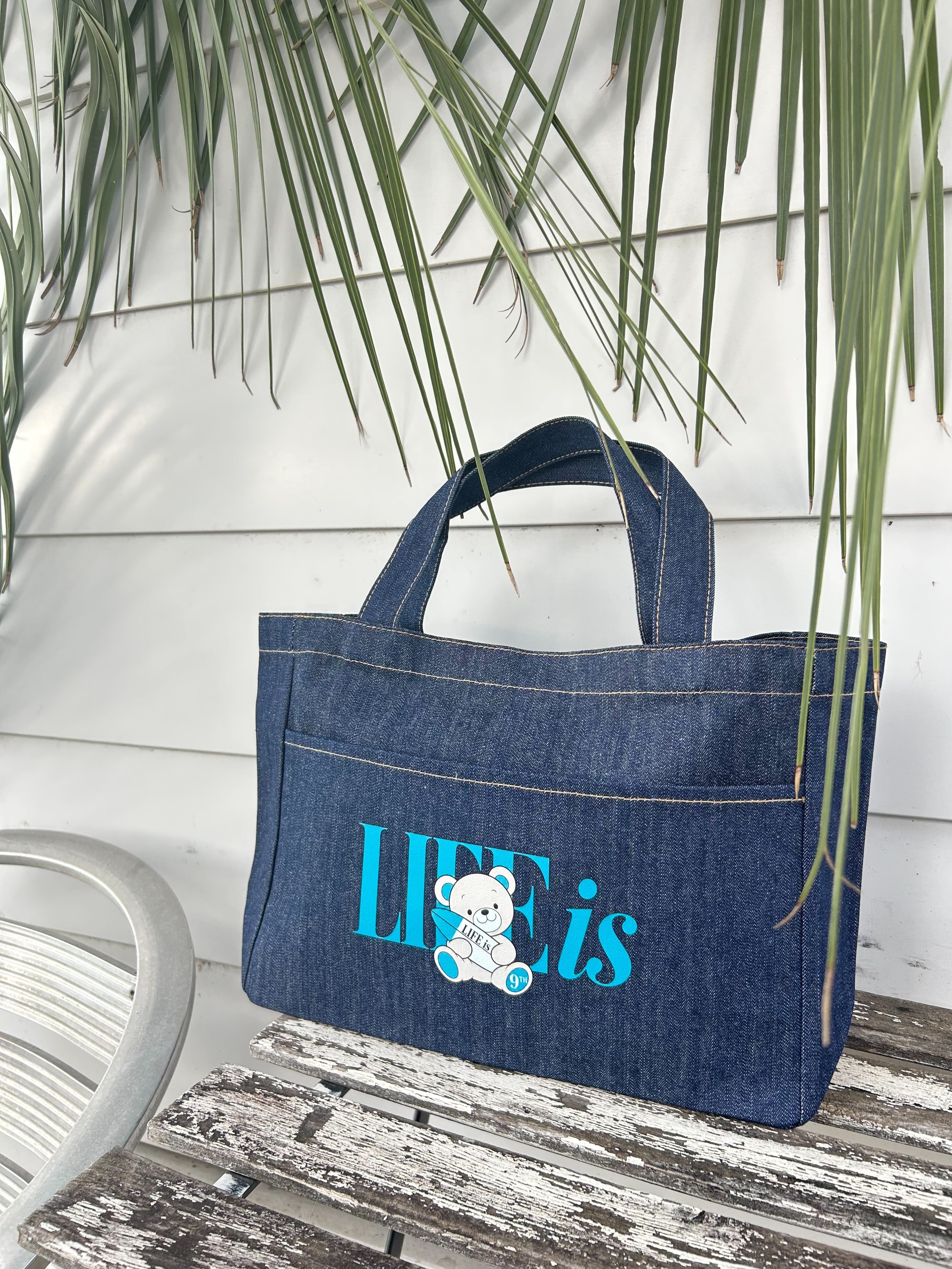 LIFE is 9thオリジナルベアデニムトートバッグ￥3500(3850）