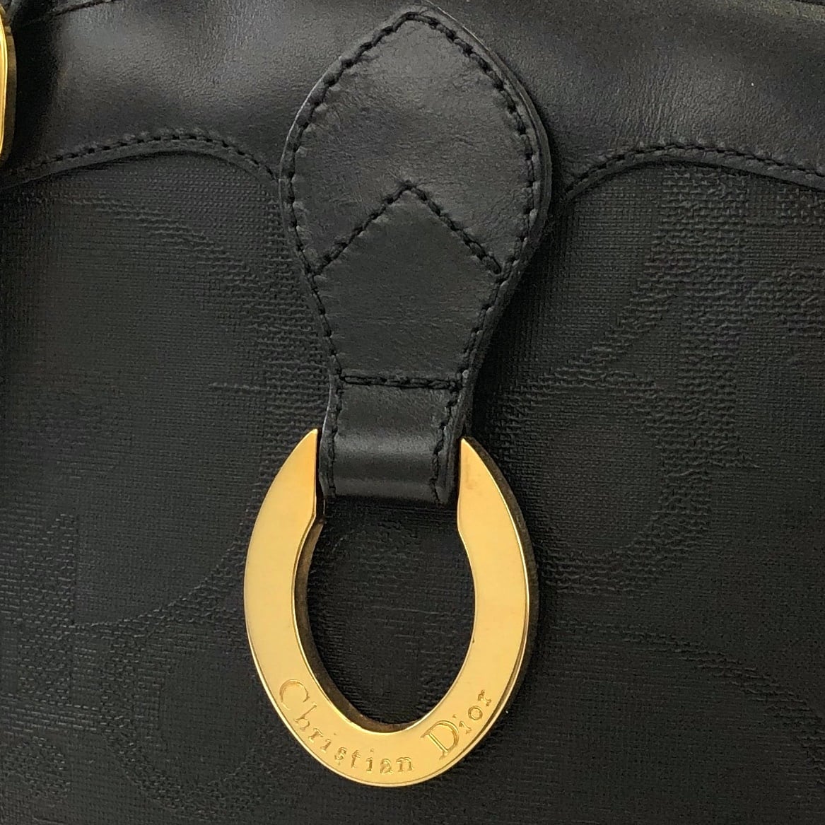 美品✨DIOR トロッター クラッチバッグ PVC レザー ブラック オーバル