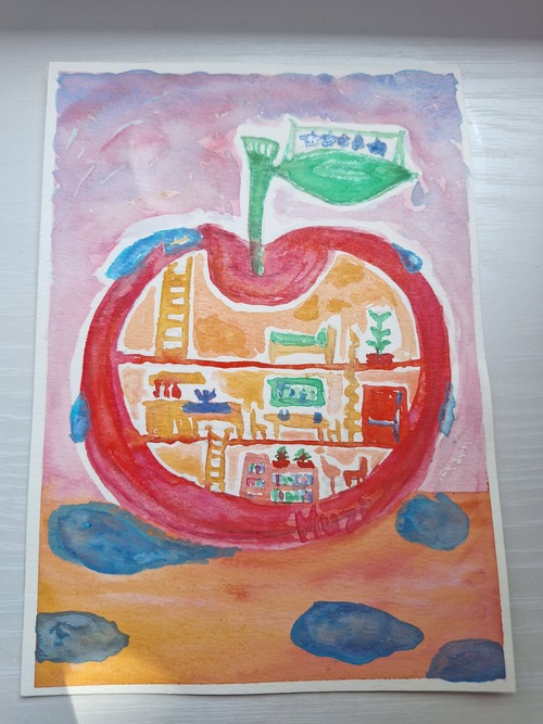 『雨上がりのりんごハウス』｜水彩画 原画（一点限り）