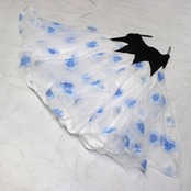 【美品 社交ダンス衣装】スカート レッスンウェア 練習着 黒 白 水色 青 ブラック ホワイト ライトブルー ブルー 花柄 清楚