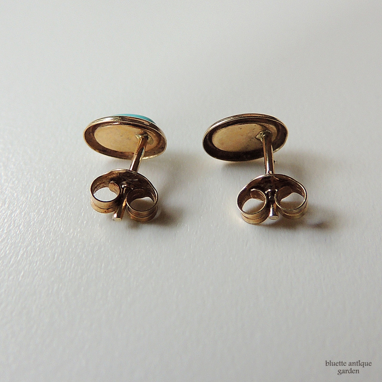 ヴィンテージジュエリー 9ctゴールド 再生ターコイズ ピアス(ソーティングメモ付)
