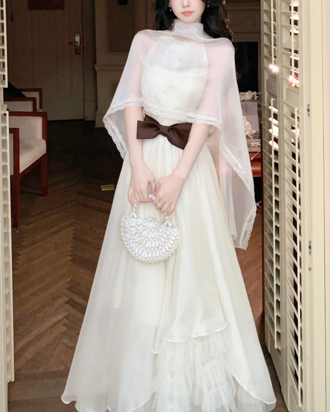 エレガントシアーケープワンピース(2 colors)2508555