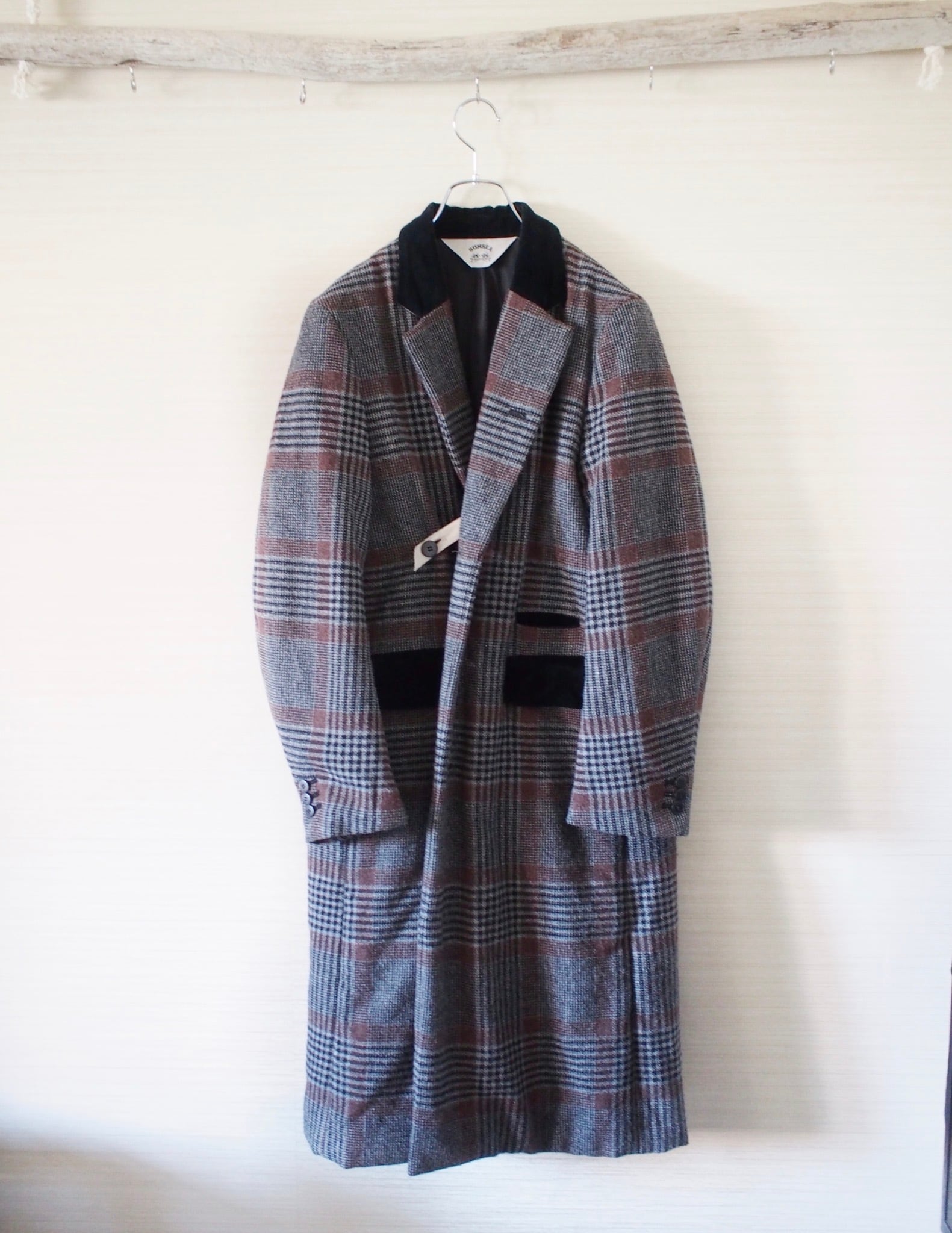 sunsea 14aw primaloft check long coat 3-