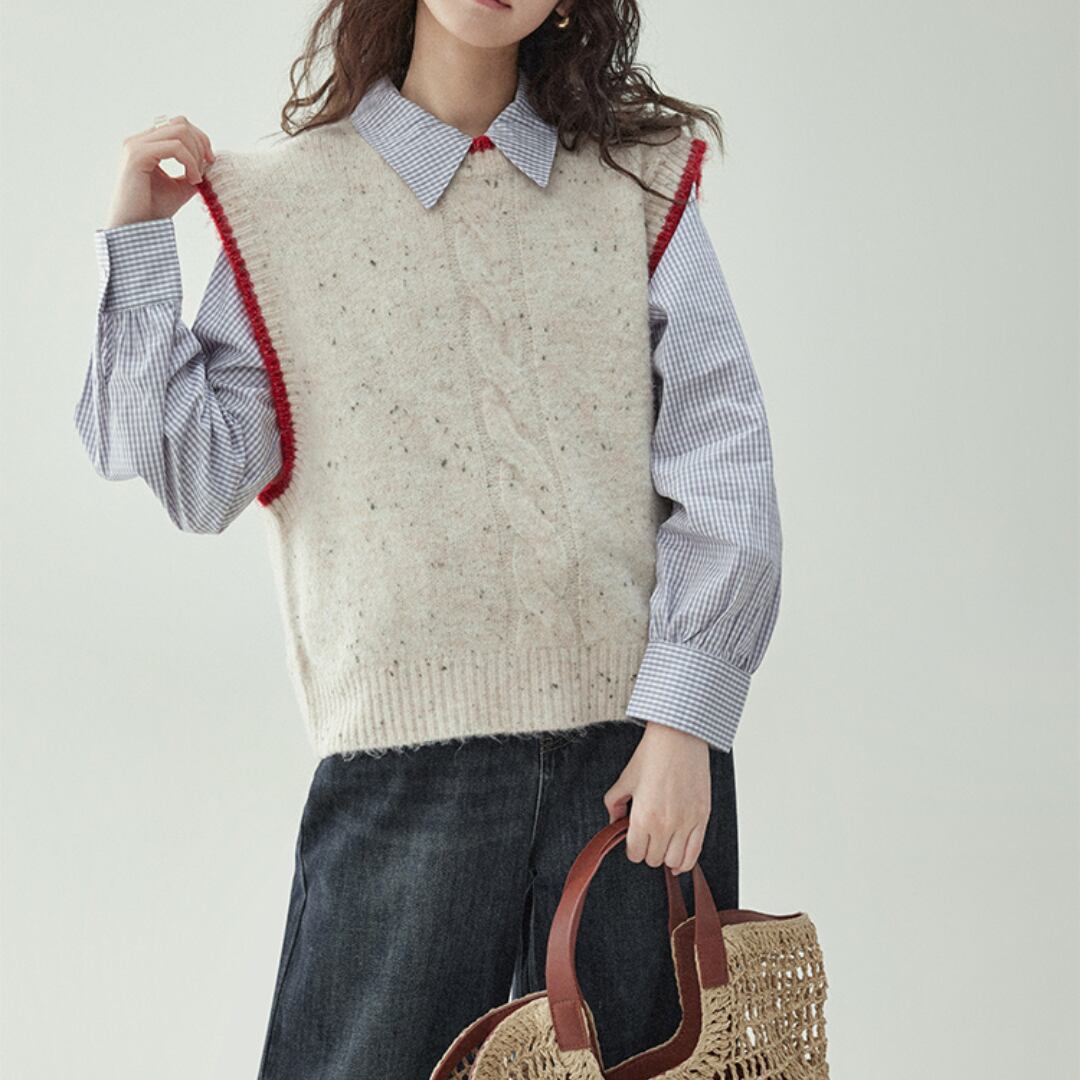 korean style back slit wool sweater vest