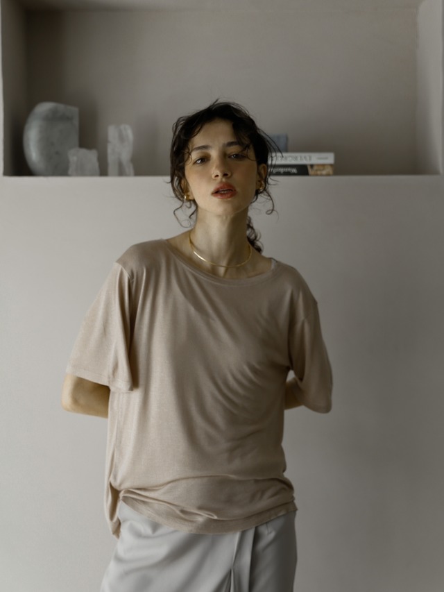 oversize sheer tee（sand beige）