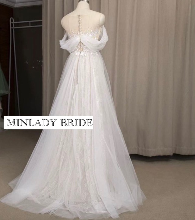 ma509 オフショルダー   Aライン　ウェディングドレス