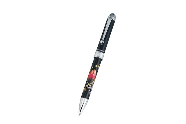 36-2006 漆芸国産プラチナ製高級多機能ボールペン 風神雷神 Lacquer Art Platinum Ballpoint Pen w FUJIN & RAIJIN