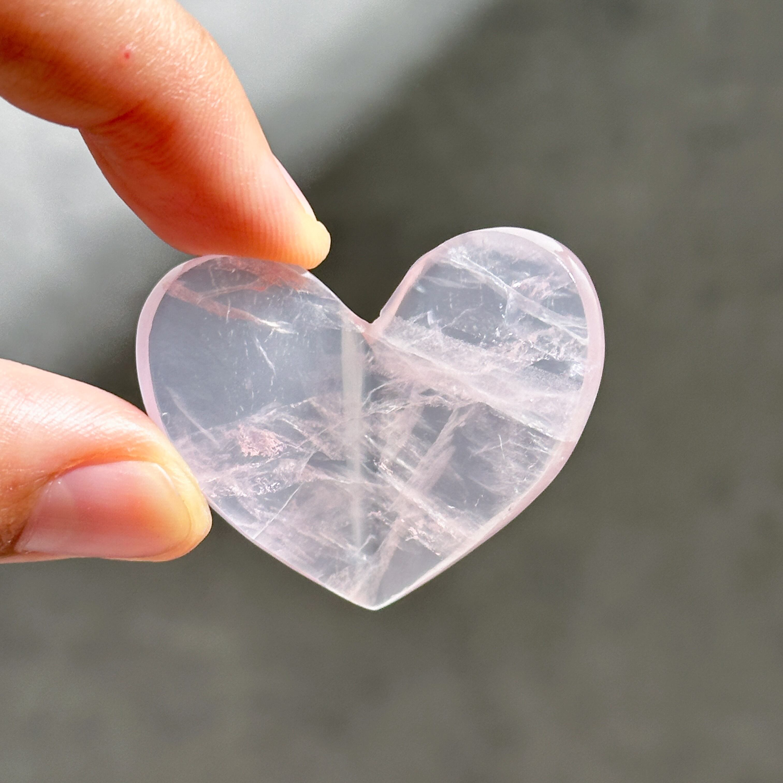 ローズクォーツ 3Dハート 02♡Rose Quartz heart ♡天然石・鉱物