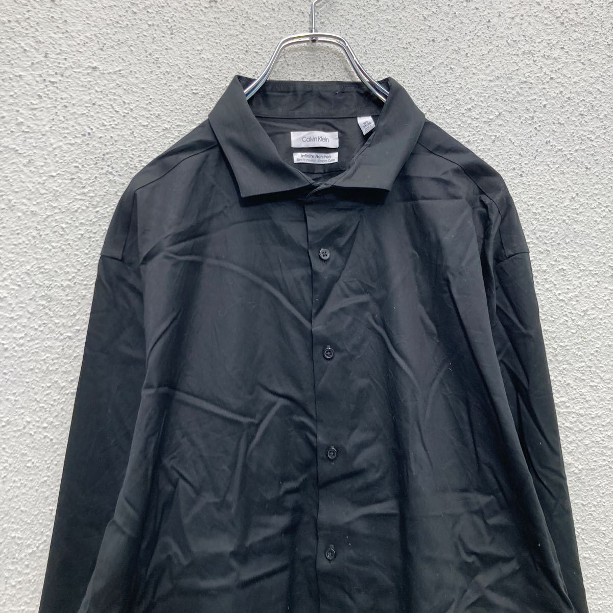 Calvin Klein 長袖 シャツ 18 1/2 ブラック カルバンクライン 古着卸 ...