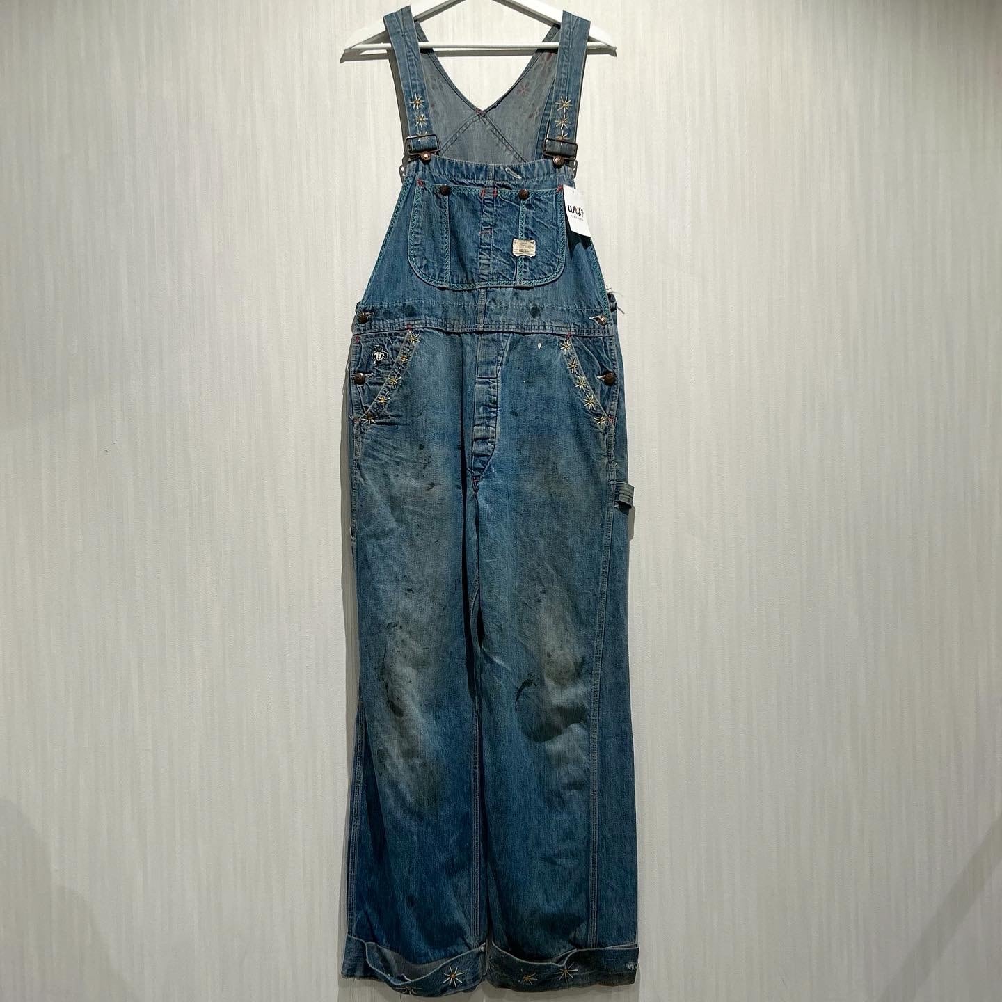 70s BIG MAC denim overall “paint × embroidery”【高円寺店】