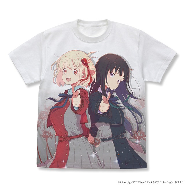 リコリス・リコイル 千束&たきな フルグラフィックTシャツ/WHITE-S/M/L/XL