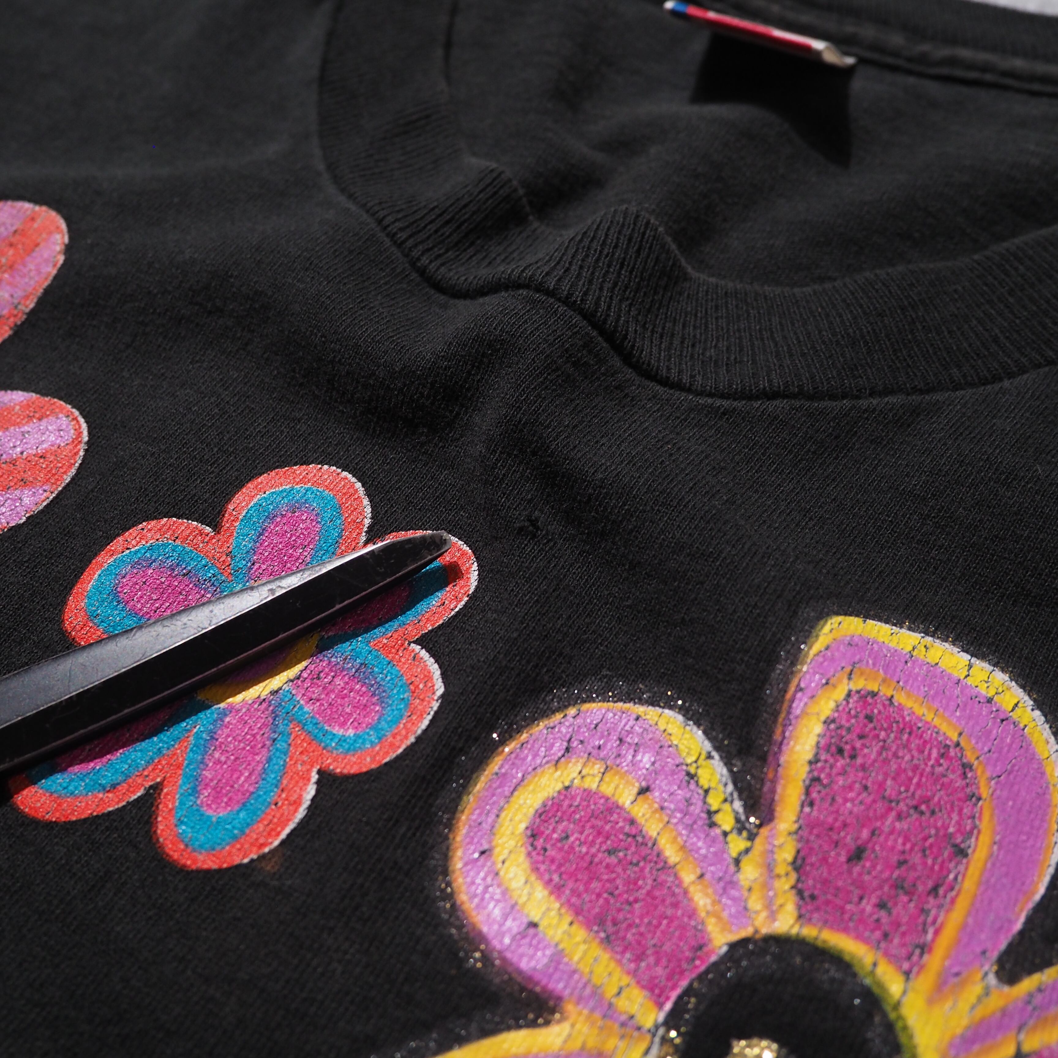 1990s " Special " Good Fade × Flower printed vintage loose SS Tee (made in USA)