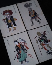 大津絵　手摺木版葉書　七図揃　/　滋賀