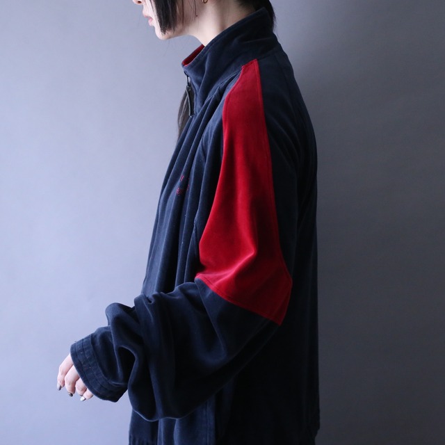 "PERRY ELLIS AMERICA"  bi-color over silhouette velours track jacket