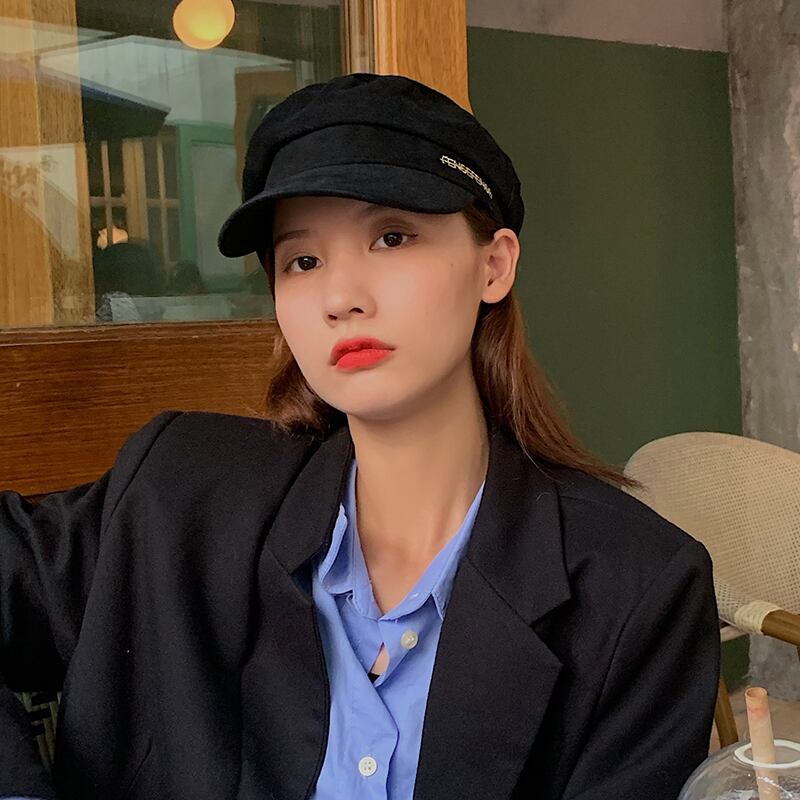 ブラックネイビーサマー薄手レッドスタンダード レトロ 帽子 夏物 ブラック・アイド・ピーズ85140688334