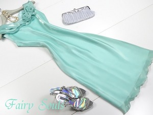 ★9号（M)☆光沢パステル系オ－ガンジ－ドレス(OPN5784)