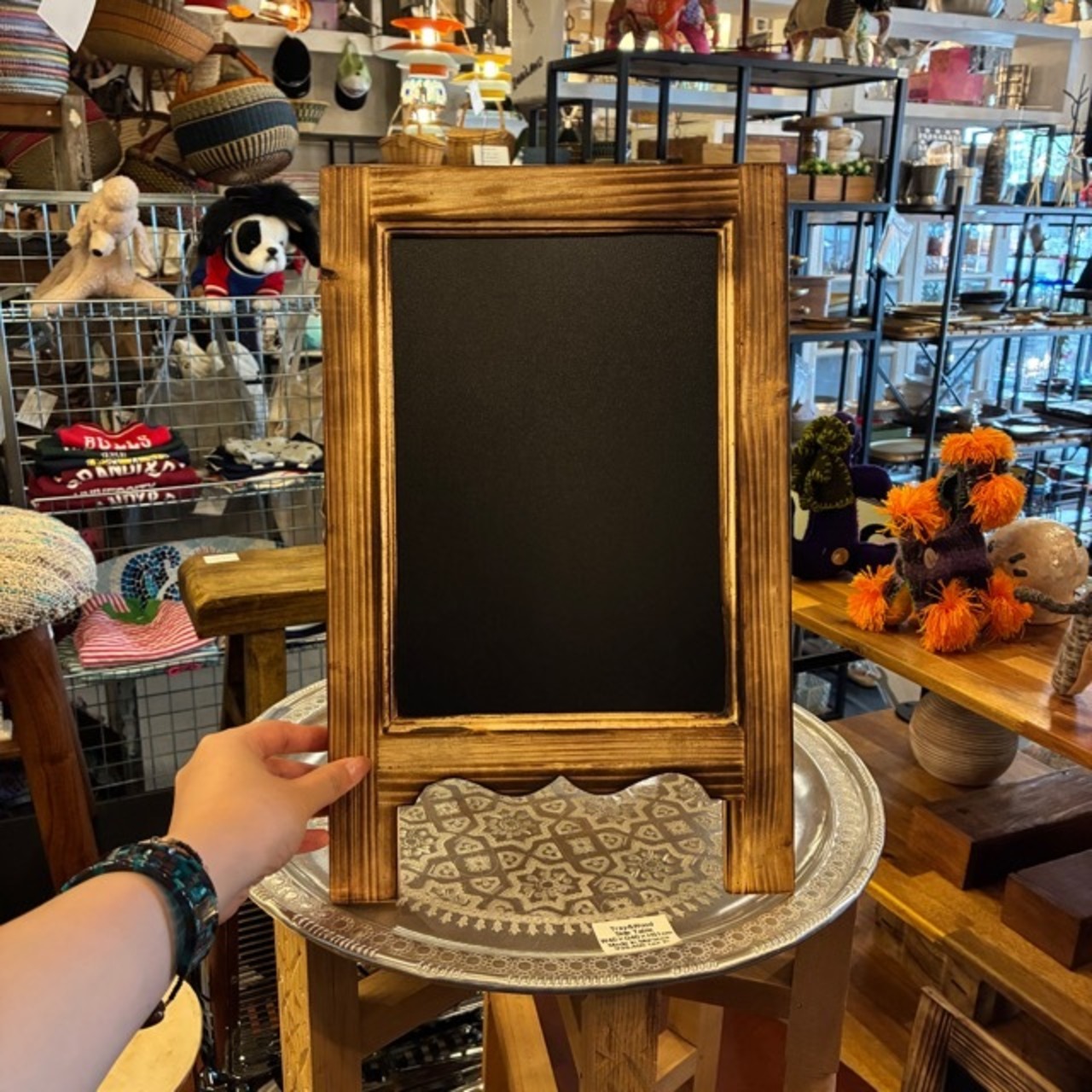 Wooden Chalkboard S / ウッデンチョークボード Sサイズ 看板 立てかけ スタンド 黒板 両面 折り畳み可 ウェルカムボード 店舗ディスプレイ 案内板 木製 アンティーク調 かわいい ナチュラル ウッド