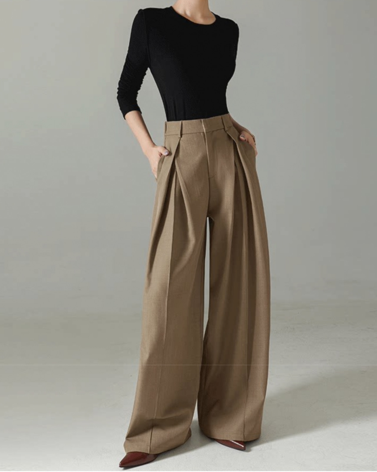 ハイウエストタックワイドパンツ 2color A0934 - 1