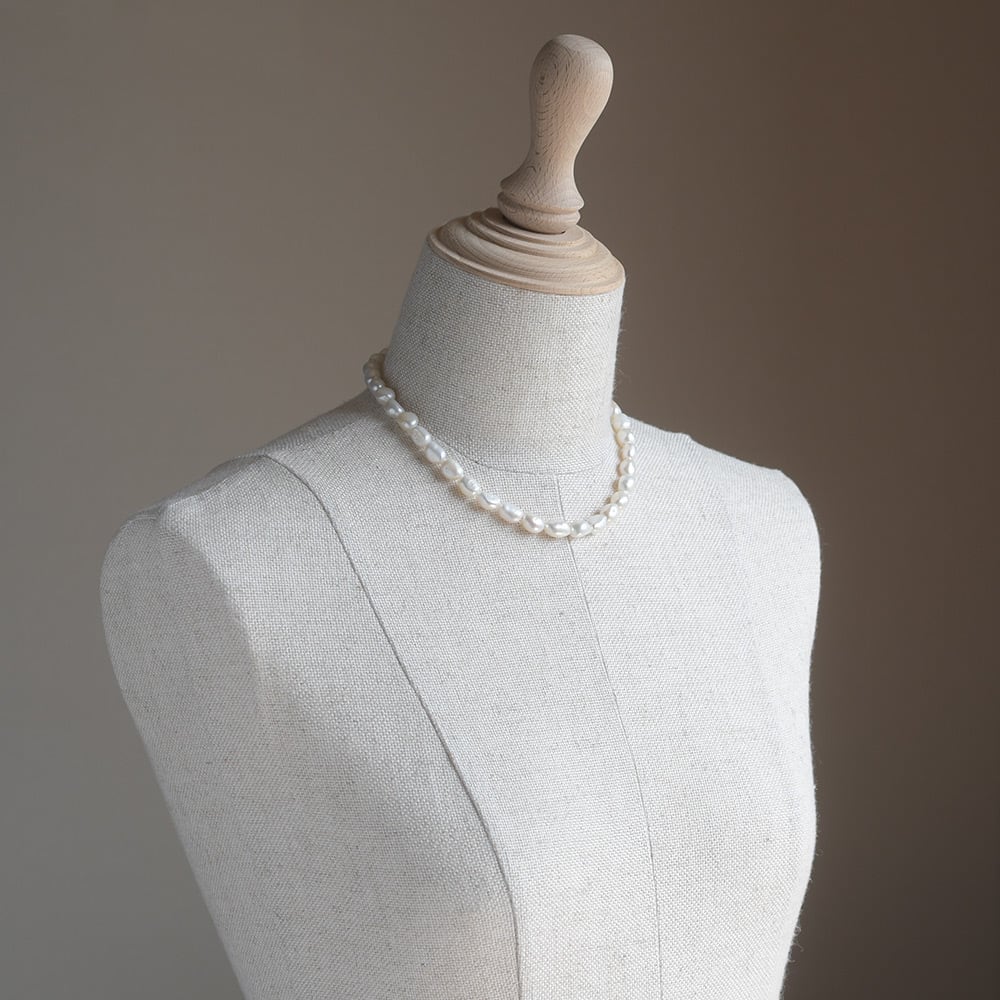 オーバル バロック 淡水パール 大粒 ネックレス 約8.0mm / サージカル