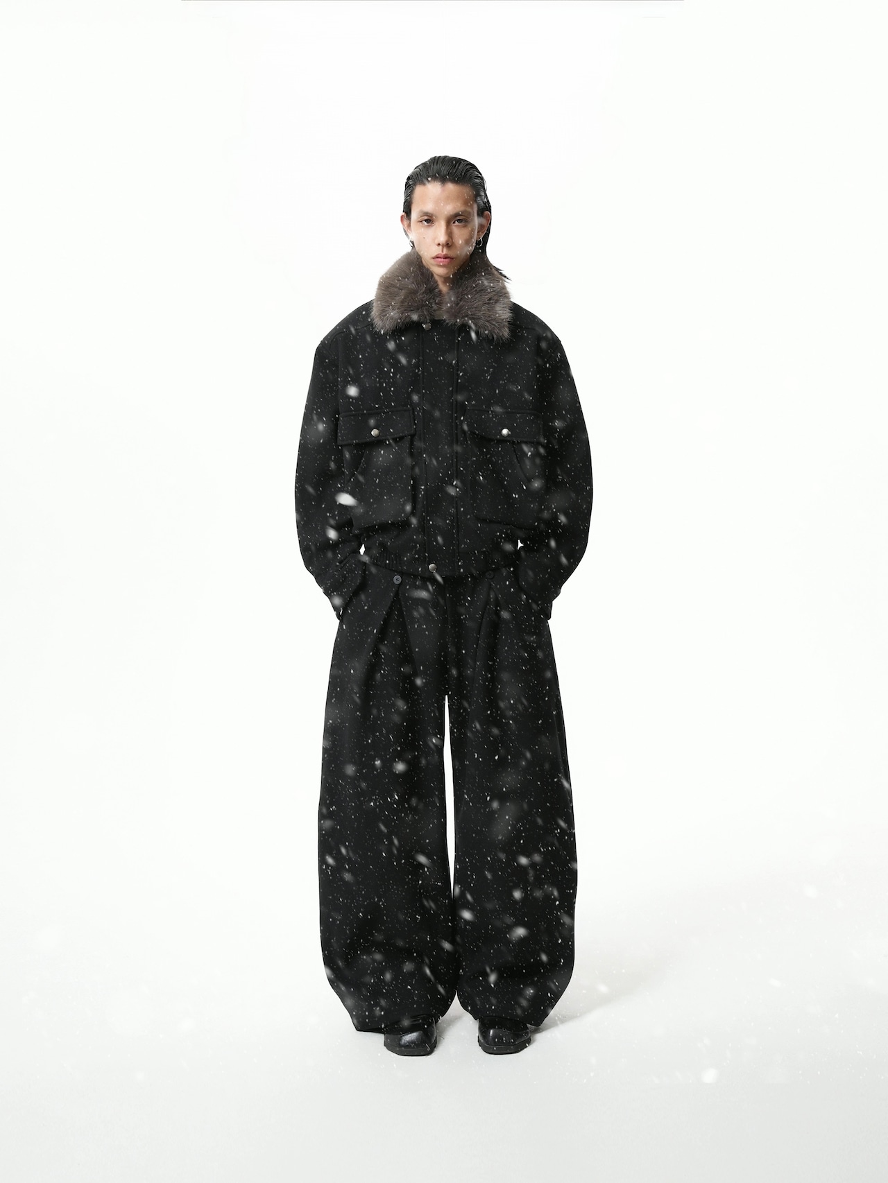 BOOGOOVOGUE Wool Curved Pants