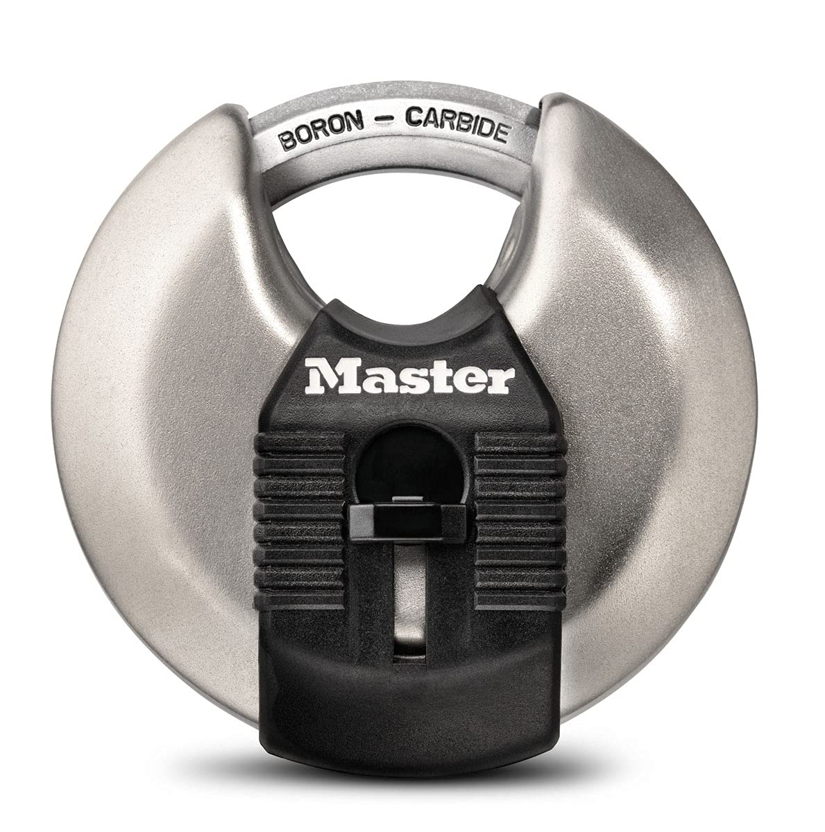 【在庫のみ】Master Lock (マスターロック) 南京錠 鍵式 円盤型 プロ仕様 防錆 屋外 鍵穴カバー付 ハイセキュリティ 本体幅70mm 吊高内径16mm 防犯 マグナム M40JAD