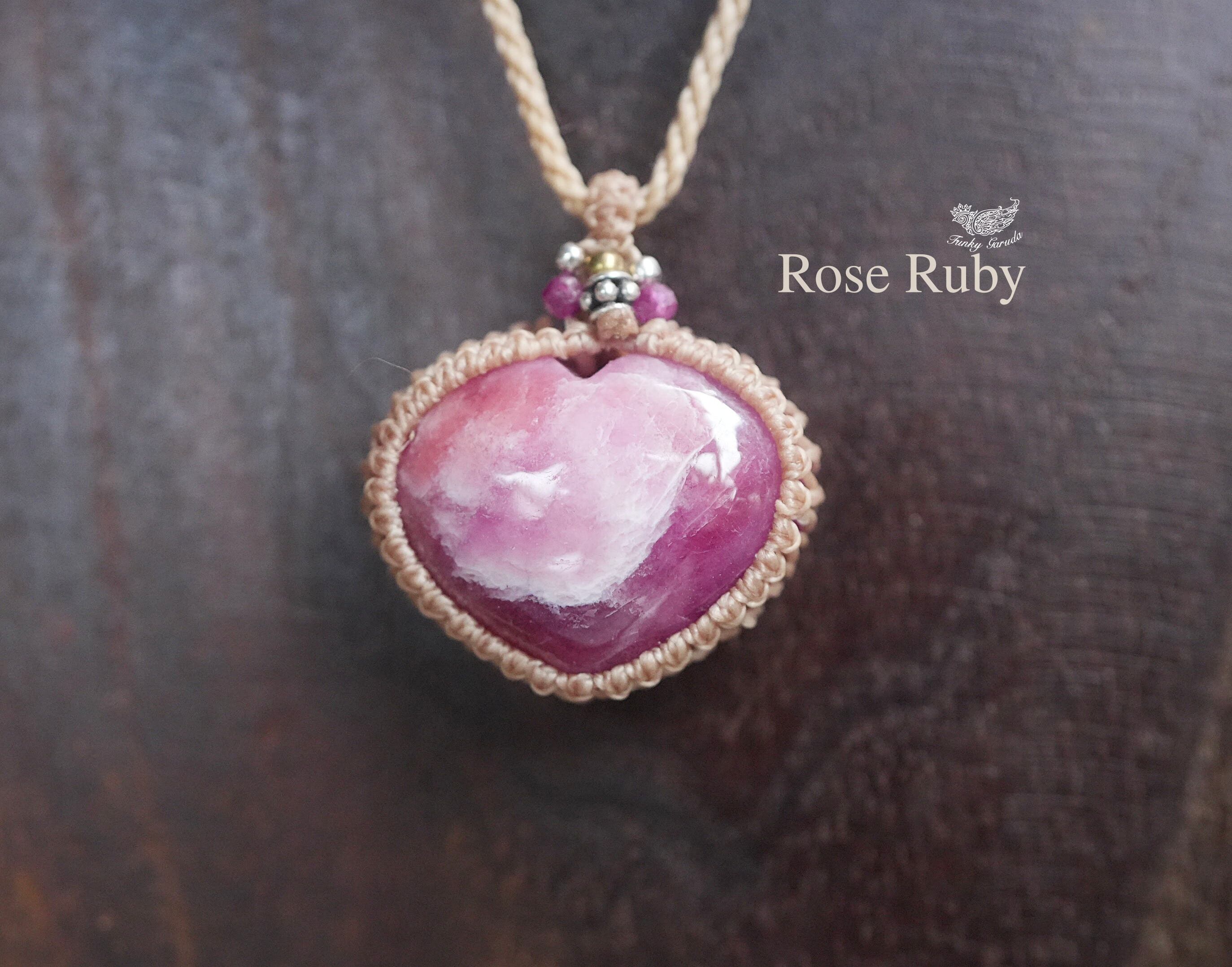 ハートシェイプ★ローズルビー マクラメネックレス1930