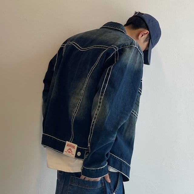 予約販売】 ジージャン ブルゾン 長袖 ブルー デニム アウター