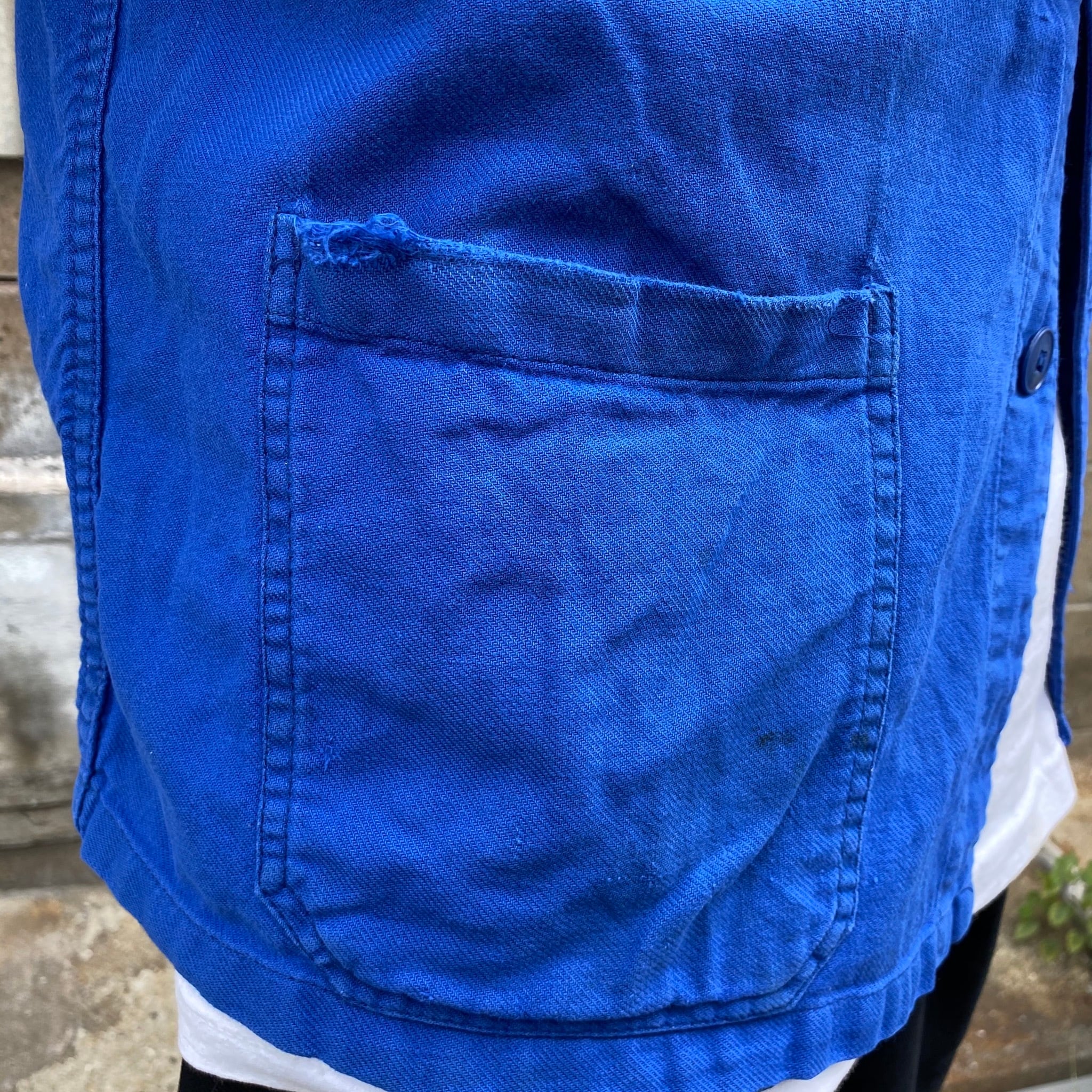 ユーロワーク フレンチワークジャケット カバーオール ブルー 青色