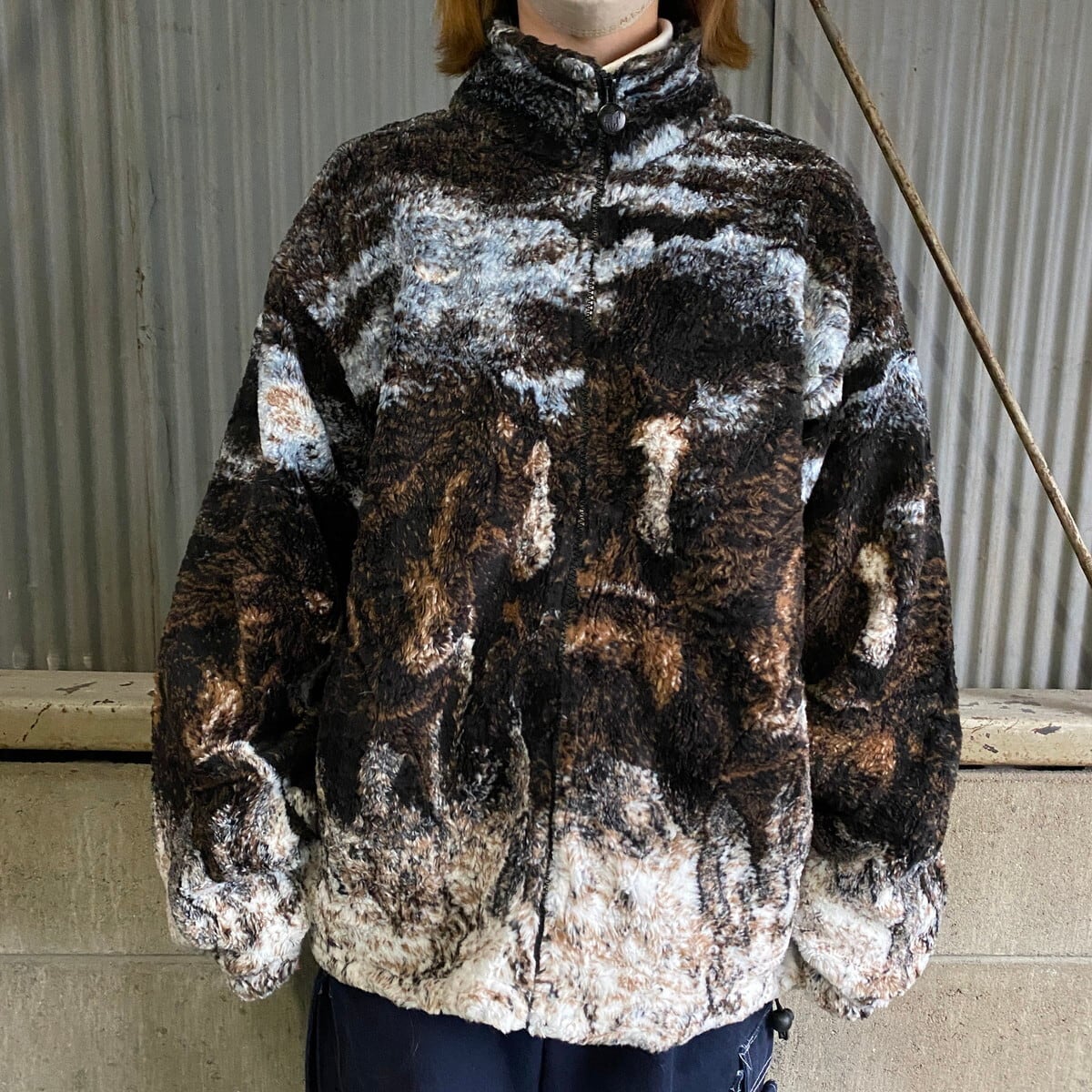OUTBACK TRADING COMPANY 馬 アニマルフリースジャケット メンズS 古着 